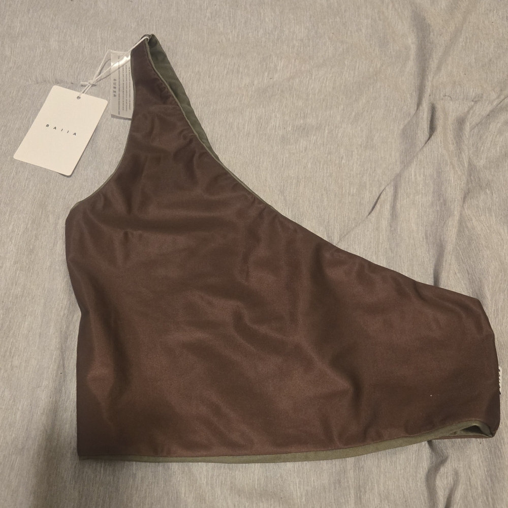 Baiia Brown One-Shoulder Bikini Top